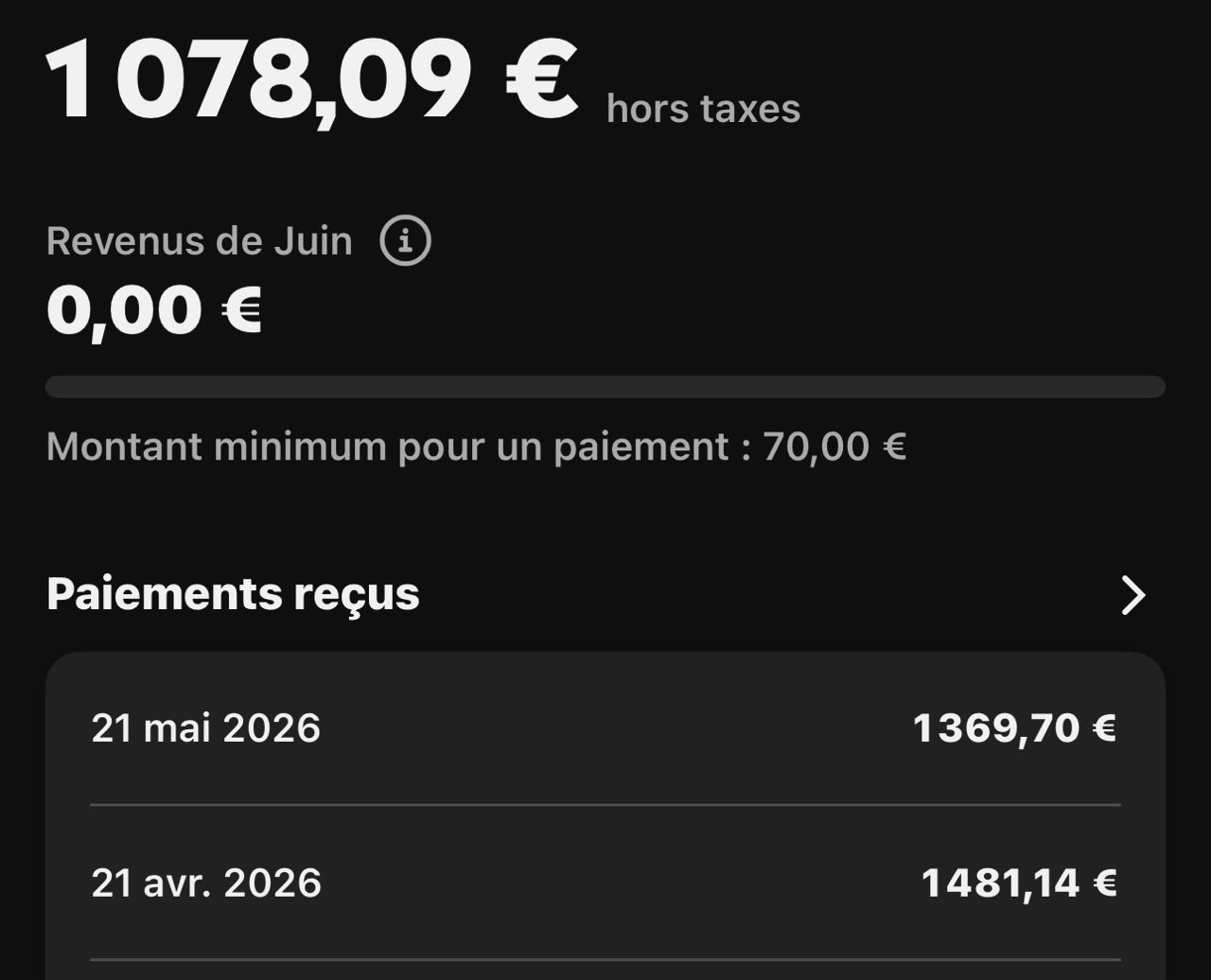 1 369,70 € · 1 481,14 € reçus mois après mois